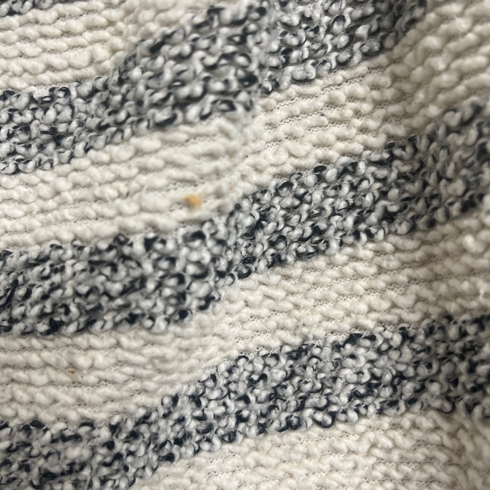 Lucky Brand Striped Knit Top Cream Gray Textured Short Sleeve Sweater Size Large - Picture 7 of 9
